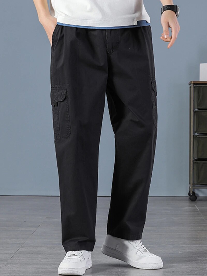 Men'S Fashion Overalls - Men's 100% Cotton Straight Black Joggers