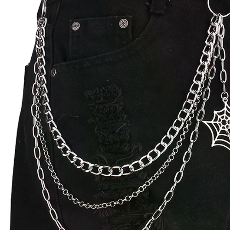 Men'S Fashion Overalls - Fashion Punk Metal Pants Chain Hip