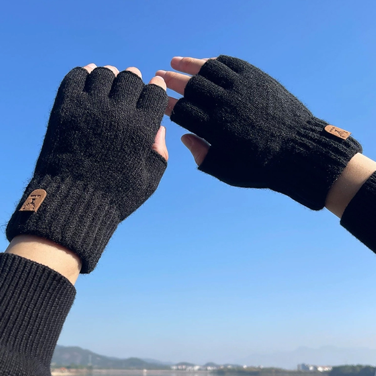 Men'S Fashion Gloves - Fashion Knitted Half finger gloves warm