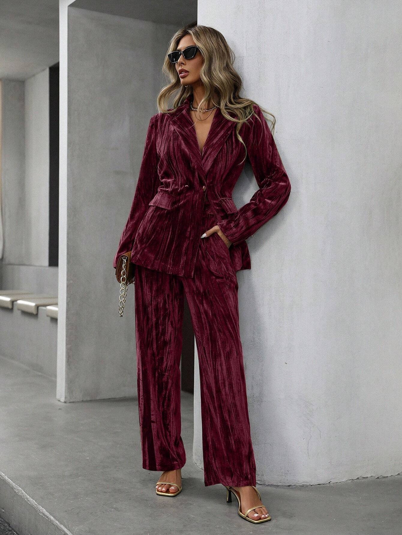 Mens Fashion Blazer - Retro Velvet Fashion Pant Sets 2