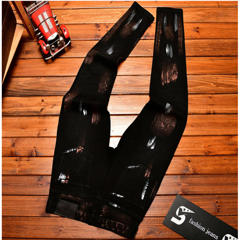 Men'S Fashion Jeans 2025 - 2025 Autumn Black Jeans Men's Inkjet