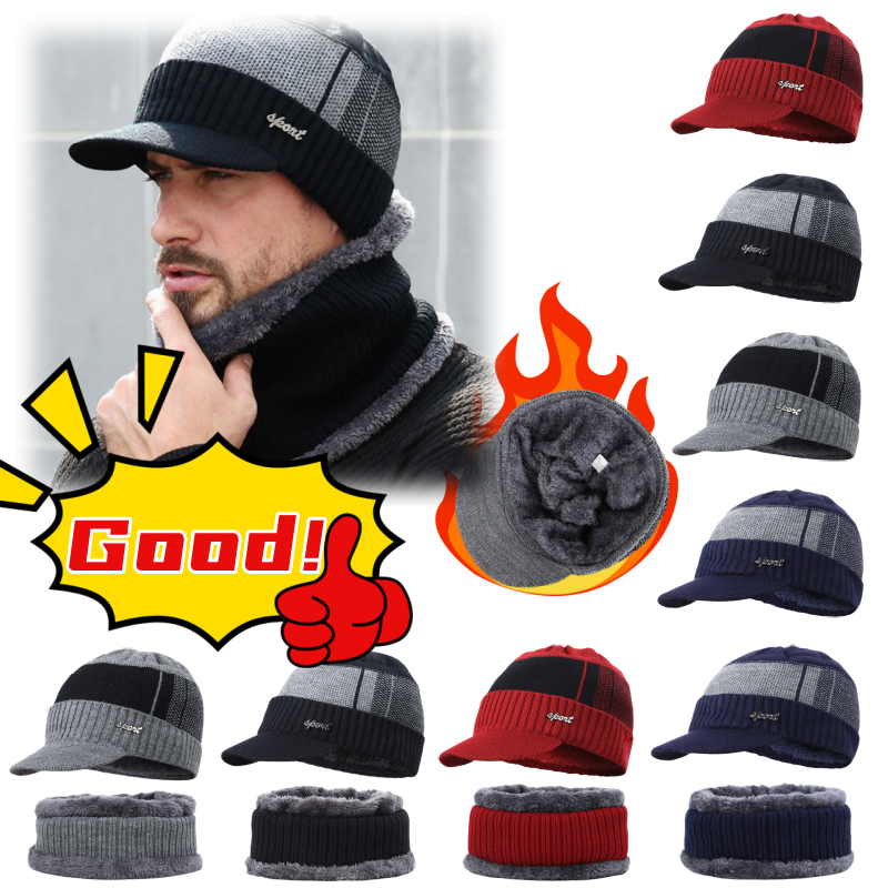 Men Scarf Wool - Winter Hat for Men Warm Brimless