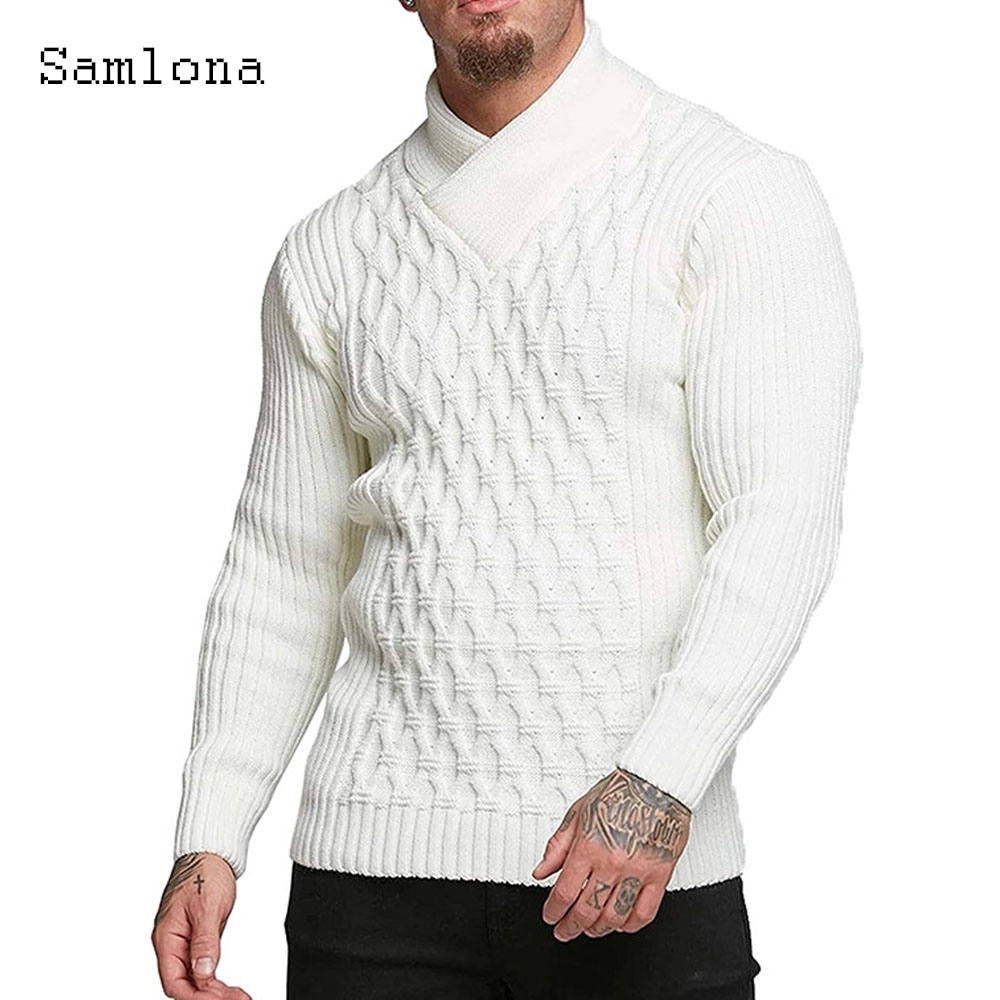 Men Scarf Wool - Samlona Men Autumn New Knitting Sweaters