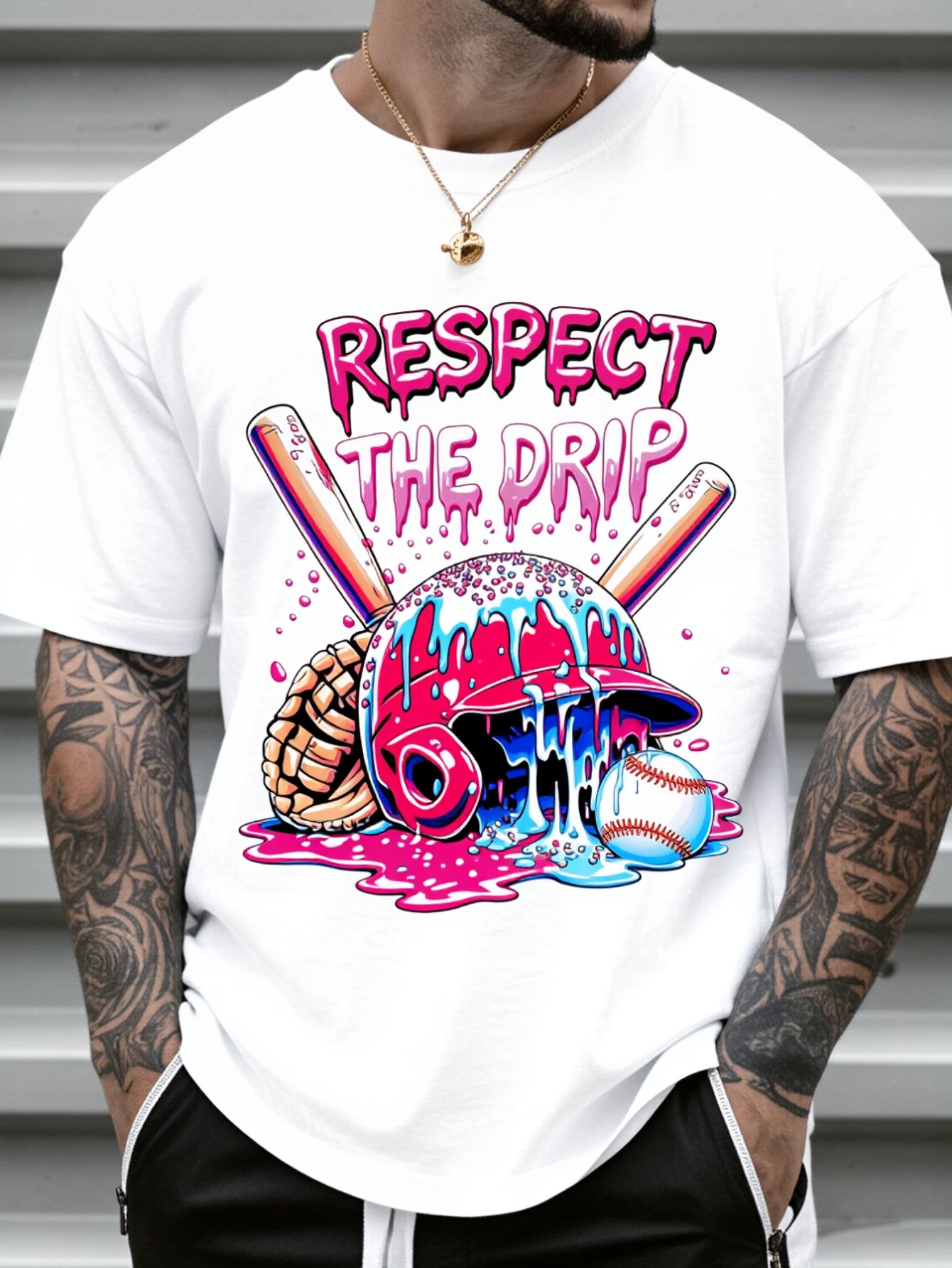 Men'S Fashion Gloves - Respect the Drip Baseball Helmet Bat