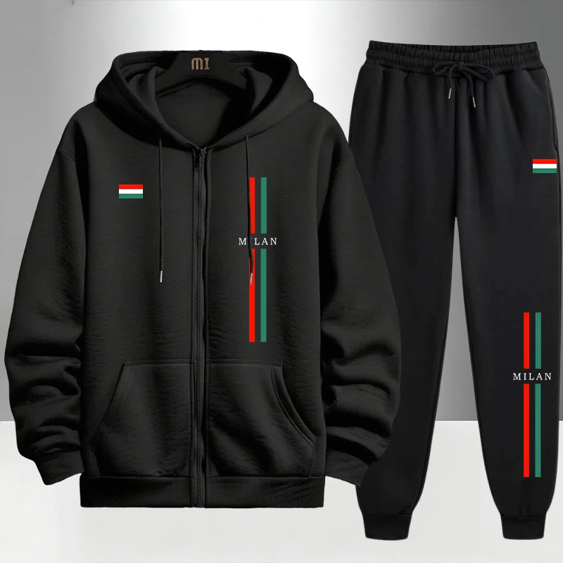 Men'S Fashion For 2026 - 2026 Italy Printed Men's Set Zipper