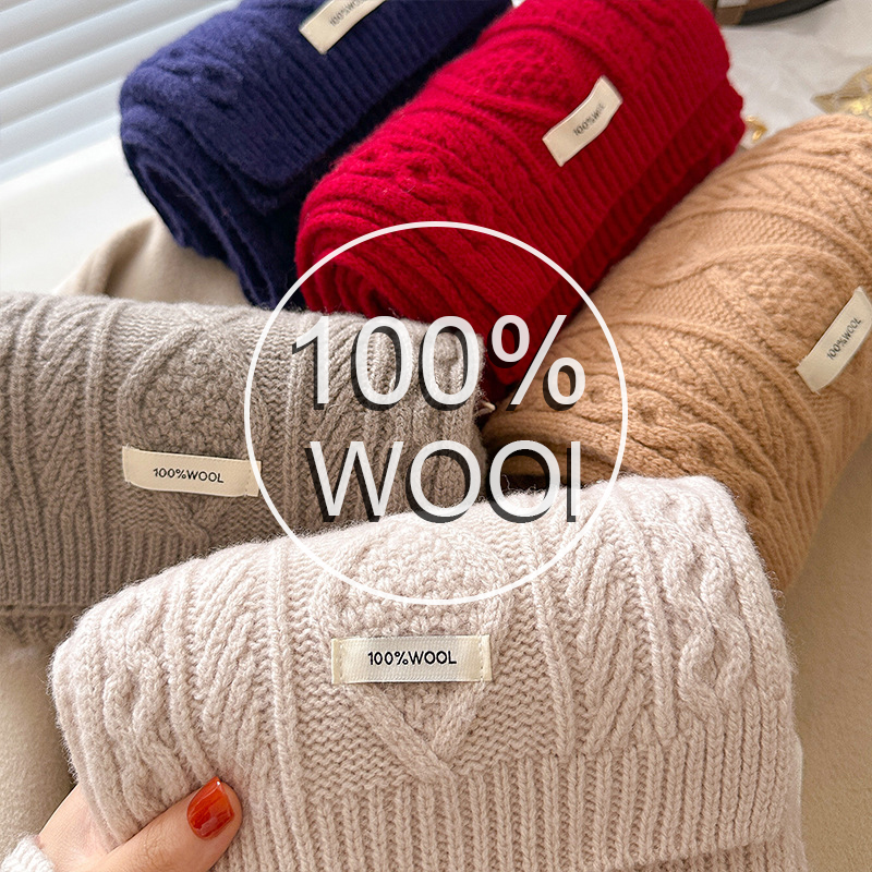 Men Scarf Wool - Luxury 100% Wool Scarf Women Mens