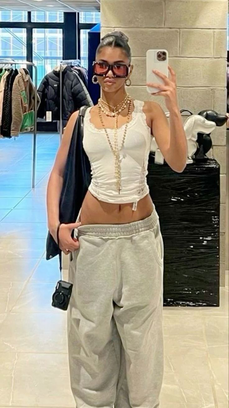 Men'S Fashion For 70 Year Old - American Baggy Women Gray Sweatpants Oversized
