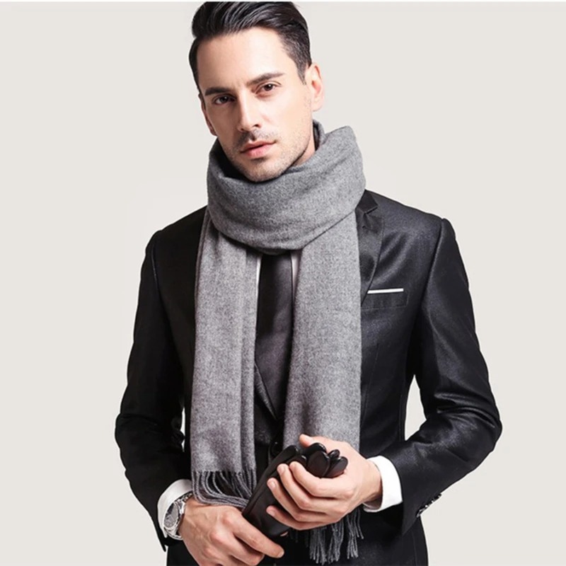 2025 Wool Scarves Winter Soft  - Men Scarf Wool ulasan dan harga