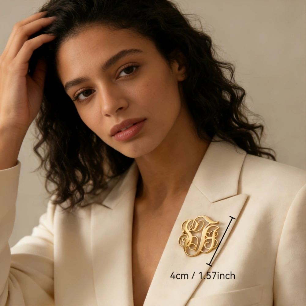 Custom Cursive Monogram Brooch - Mens Fashion Blazer ulasan dan harga