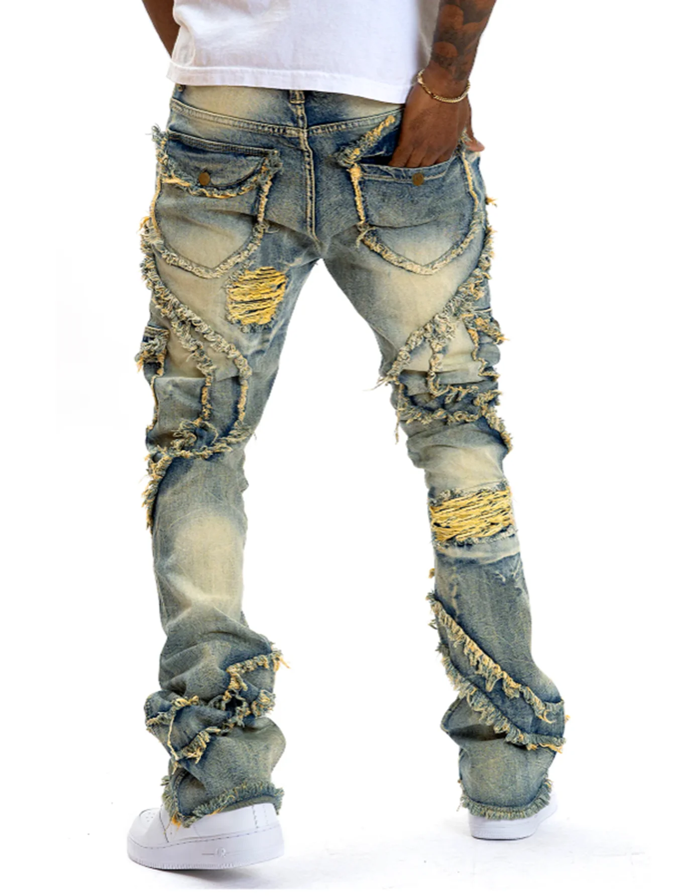 2025 New Men Ripped Stacked Je - Men'S Fashion Jeans 2025 ulasan dan harga