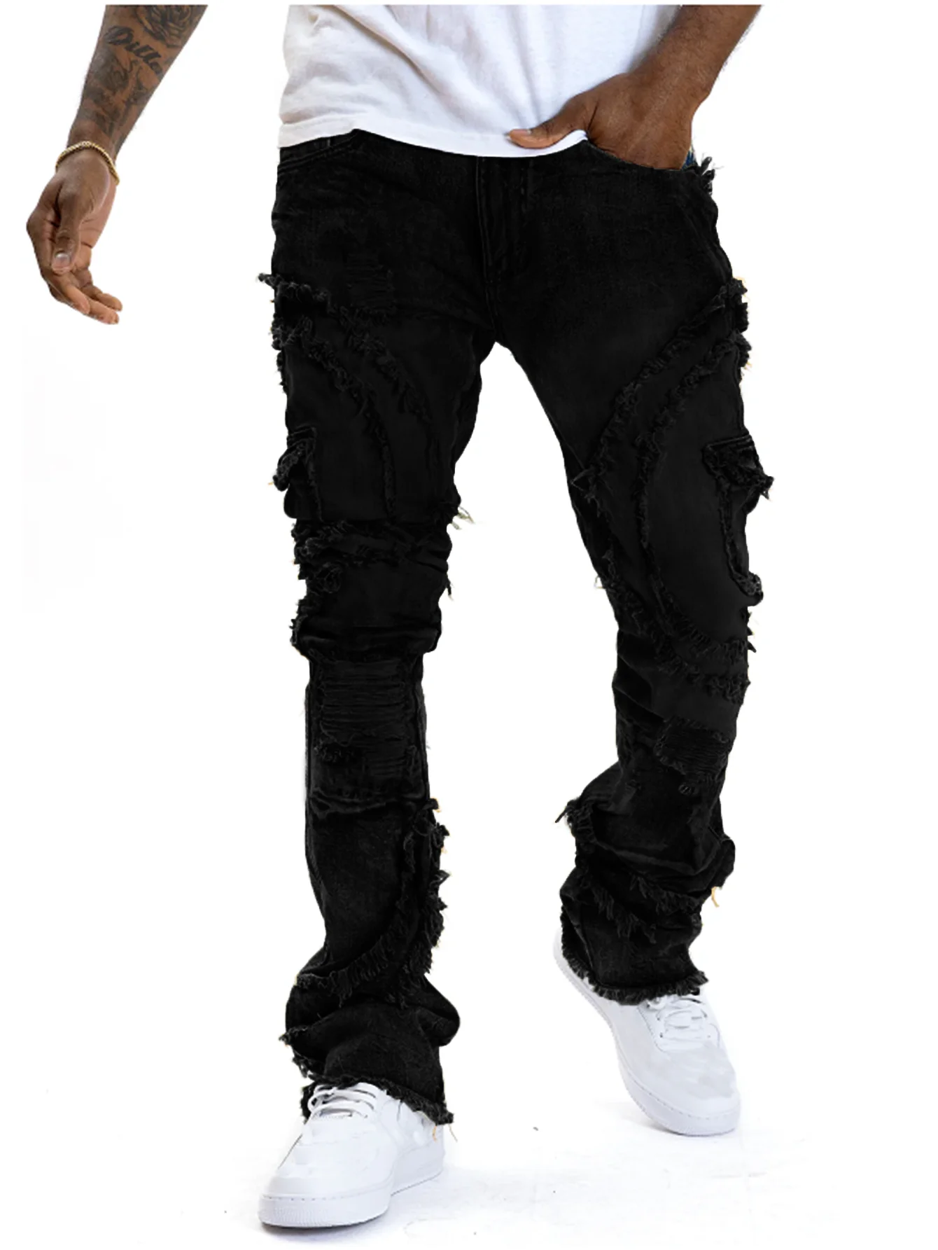 2025 New Men Ripped Stacked Je - Men'S Fashion Jeans 2025 ulasan dan harga