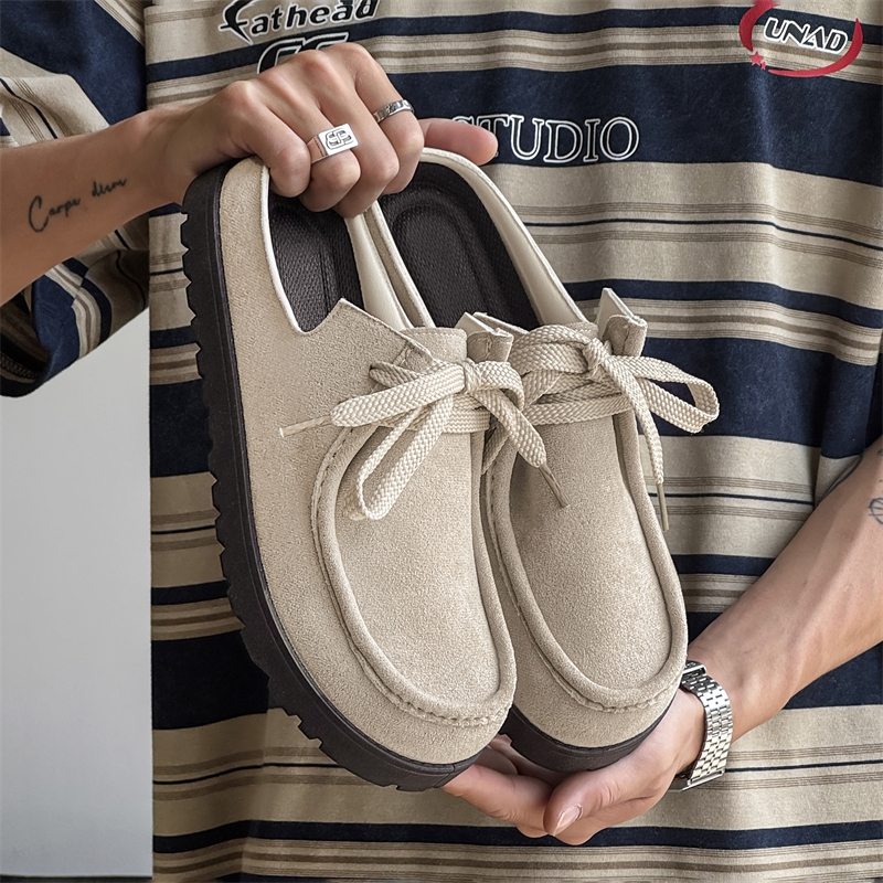 Fashion Men Half Slippers Sued - Suede Loafers Men ulasan dan harga