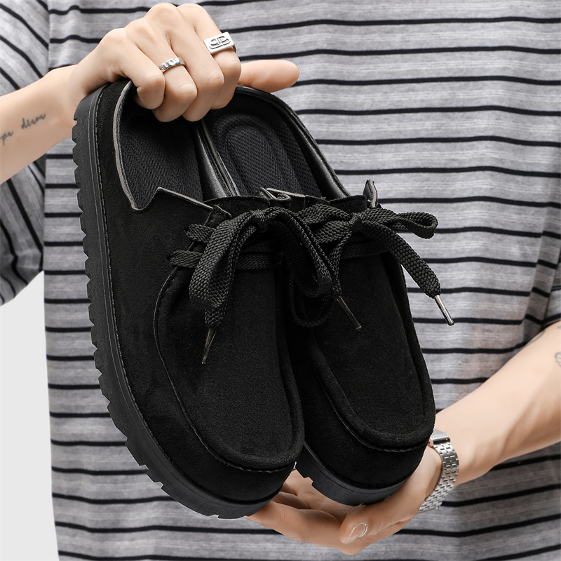Fashion Men Half Slippers Sued - Suede Loafers Men ulasan dan harga
