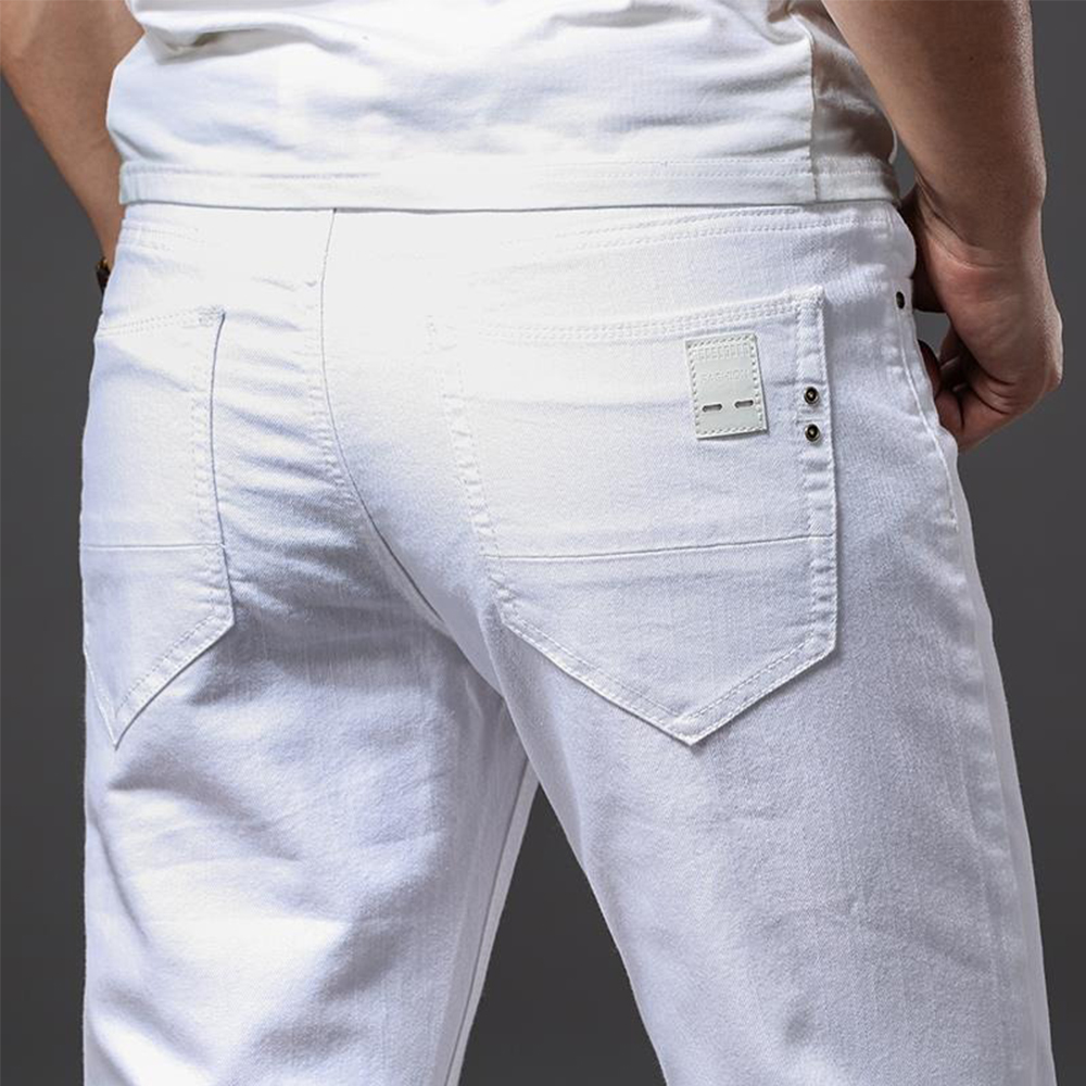 Men White Jeans Elasticity Str - Men'S Fashion For 70 Year Old ulasan dan harga