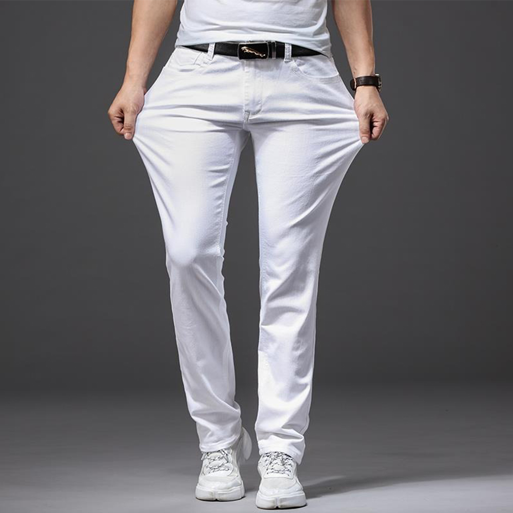 Men White Jeans Elasticity Str - Men'S Fashion For 70 Year Old ulasan dan harga