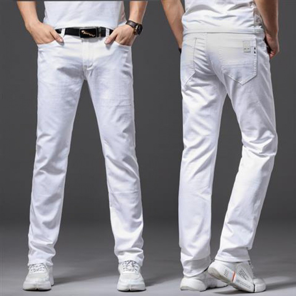 Men White Jeans Elasticity Str - Men'S Fashion For 70 Year Old ulasan dan harga