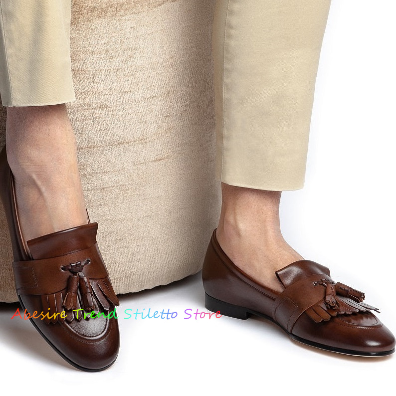 Leather Fringed Loafers Men Ta - Suede Loafers Men ulasan dan harga