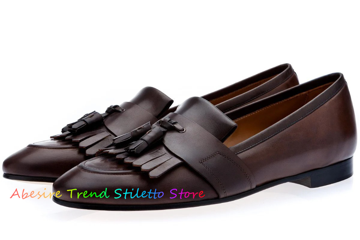 Leather Fringed Loafers Men Ta - Suede Loafers Men ulasan dan harga