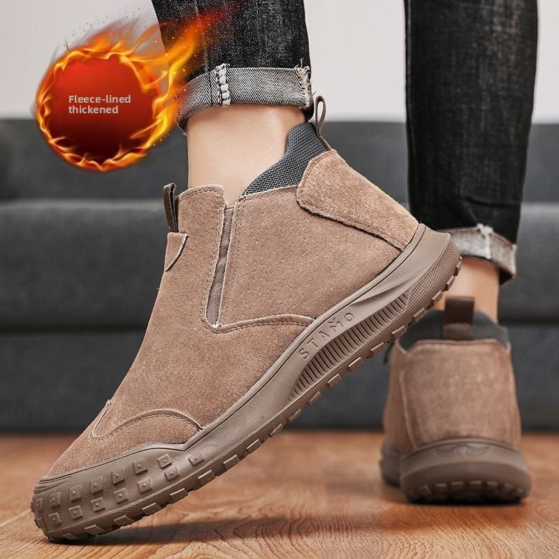 Winter Men's Shoes Plush Warm  - Suede Loafers Men ulasan dan harga