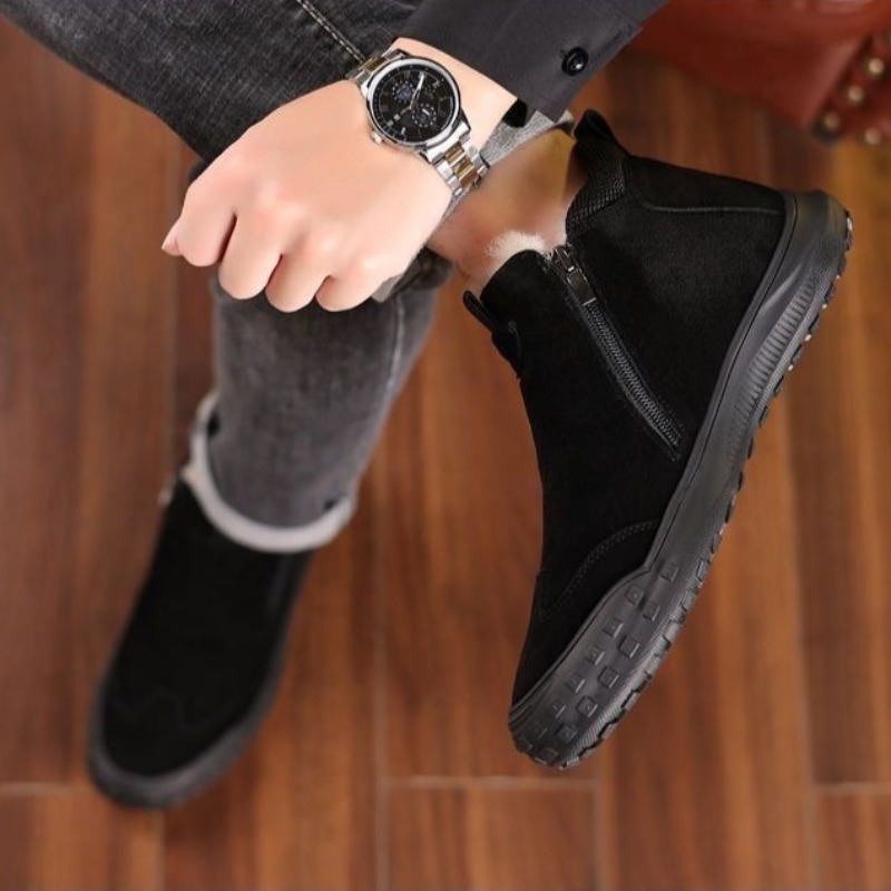 Winter Men's Shoes Plush Warm  - Suede Loafers Men ulasan dan harga