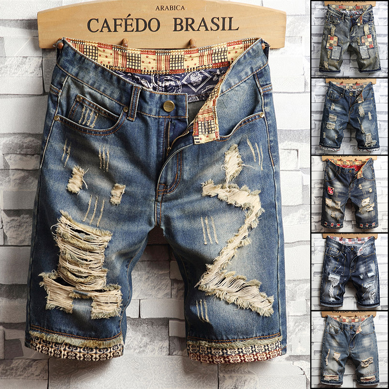 Ripped Hip-hop Denim Shorts Me - Men'S Fashion Overalls ulasan dan harga