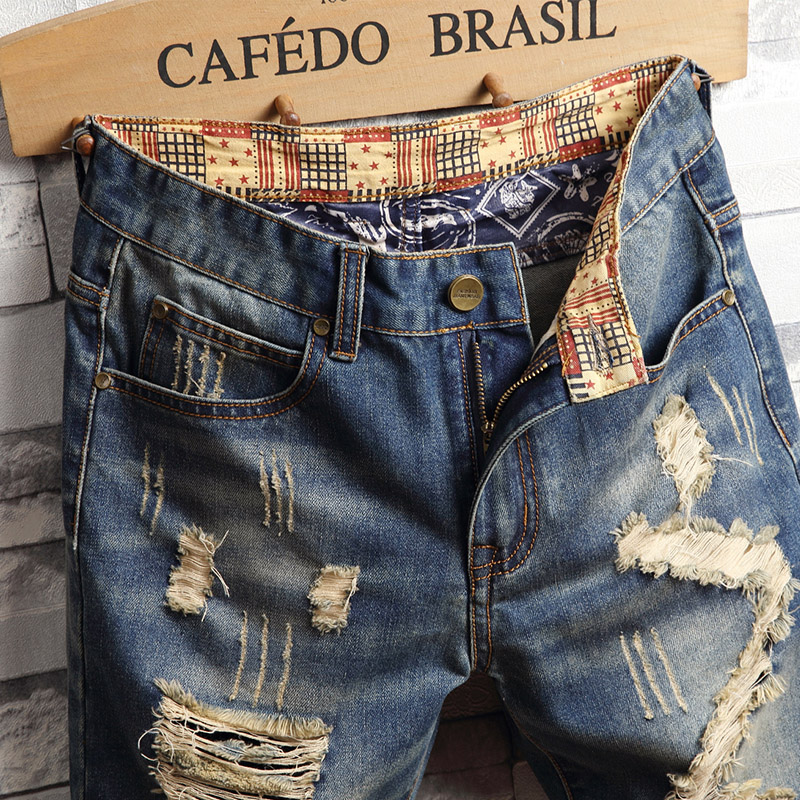 Ripped Hip-hop Denim Shorts Me - Men'S Fashion Overalls ulasan dan harga