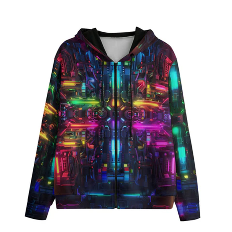 Colorful Psychedelic Neon Ligh - Men'S Fashion Light Jacket ulasan dan harga