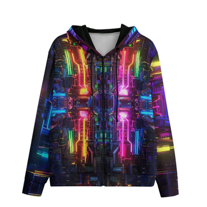 Colorful Psychedelic Neon Ligh - Men'S Fashion Light Jacket ulasan dan harga