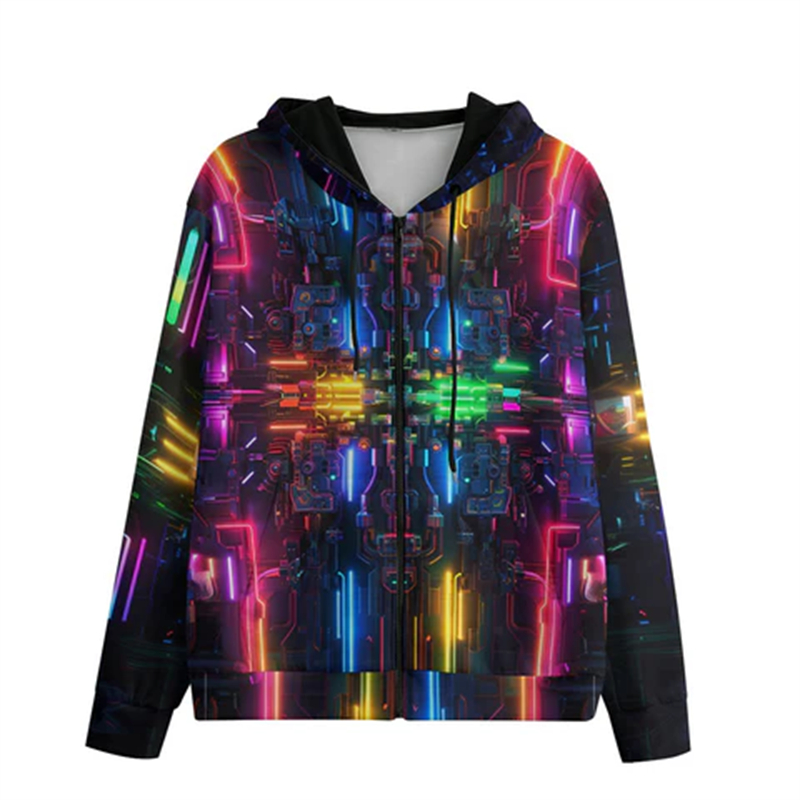 Colorful Psychedelic Neon Ligh - Men'S Fashion Light Jacket ulasan dan harga