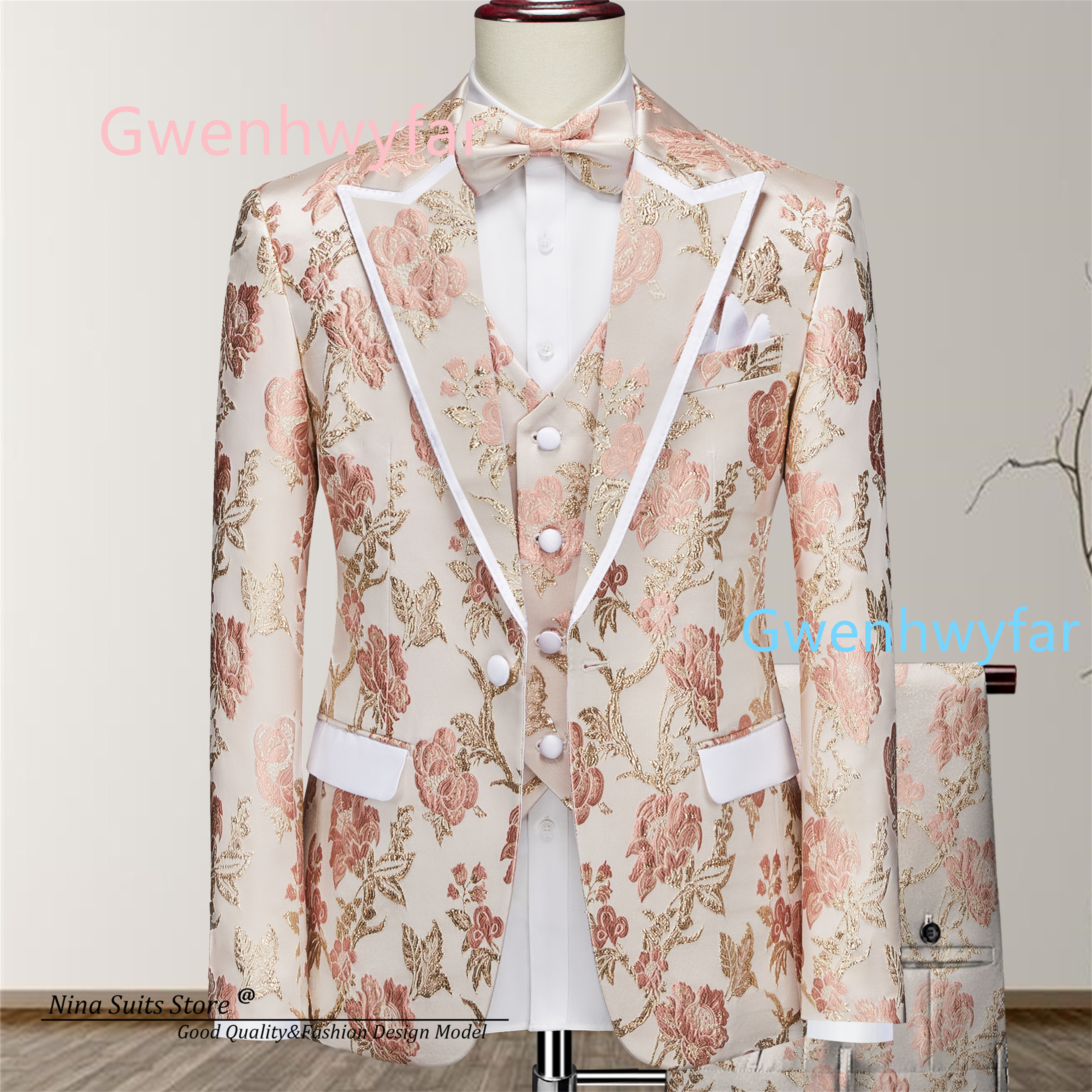 G&N Luxury Gold and Pink Flora - Mens Fashion Blazer ulasan dan harga