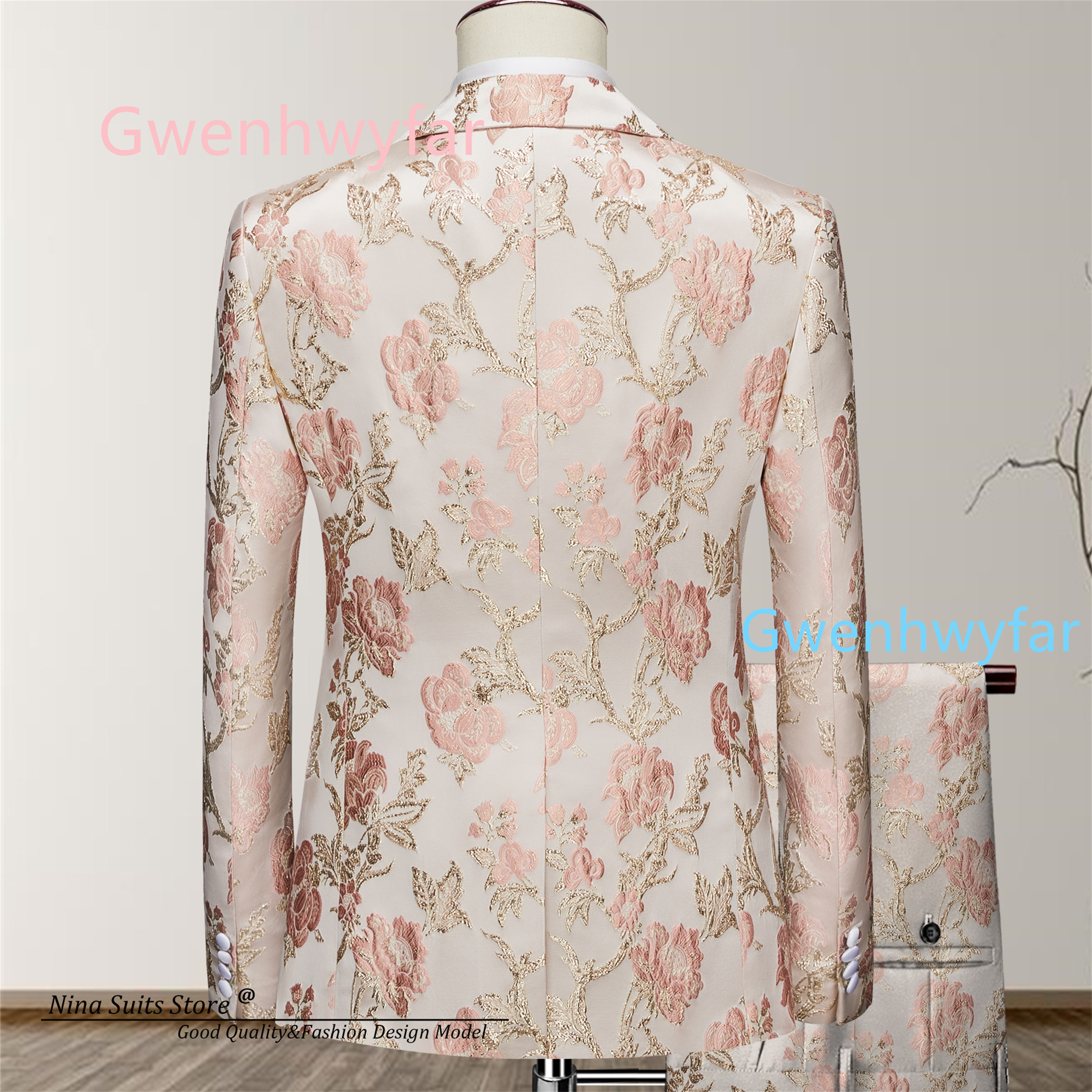 G&N Luxury Gold and Pink Flora - Mens Fashion Blazer ulasan dan harga