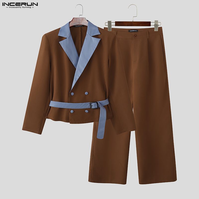 INCERUN Men Sets Patchwork Lon - Mens Fashion Blazer ulasan dan harga