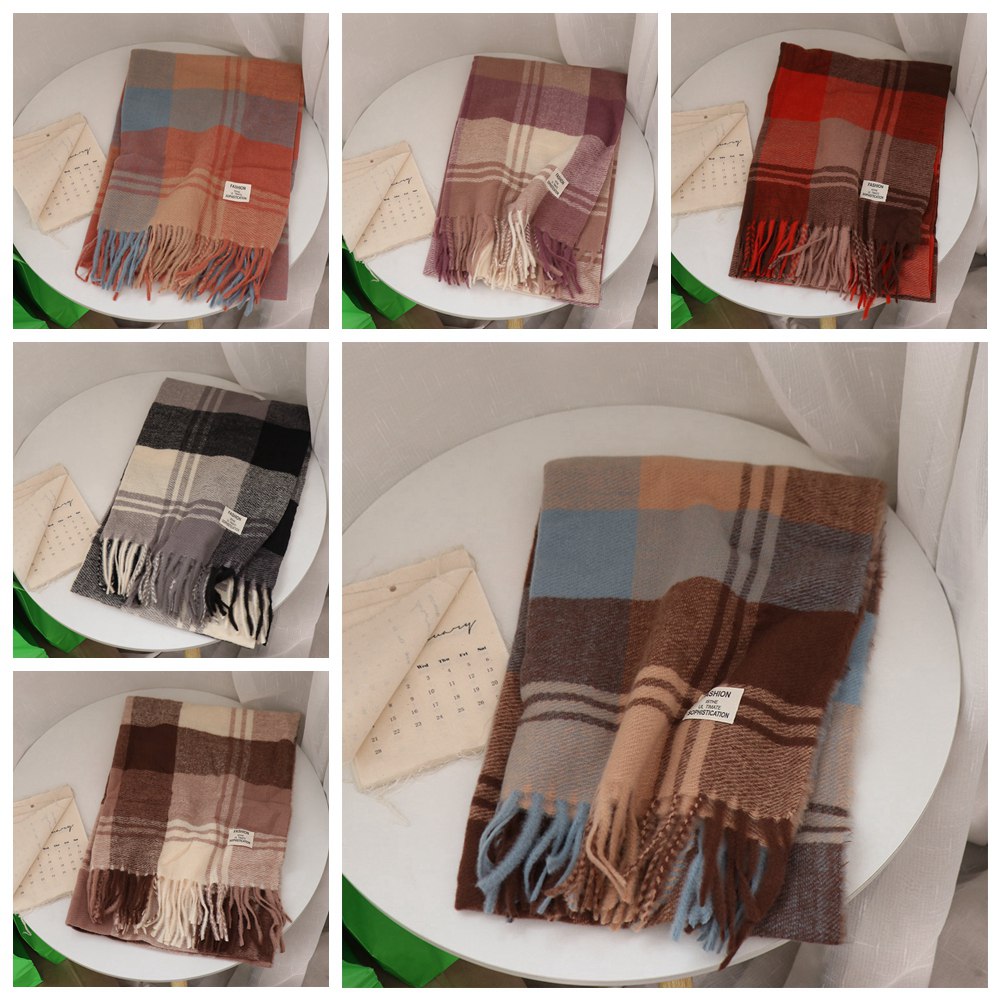 Casual Windproof Plaid Wool Sc - Men Scarf Wool ulasan dan harga