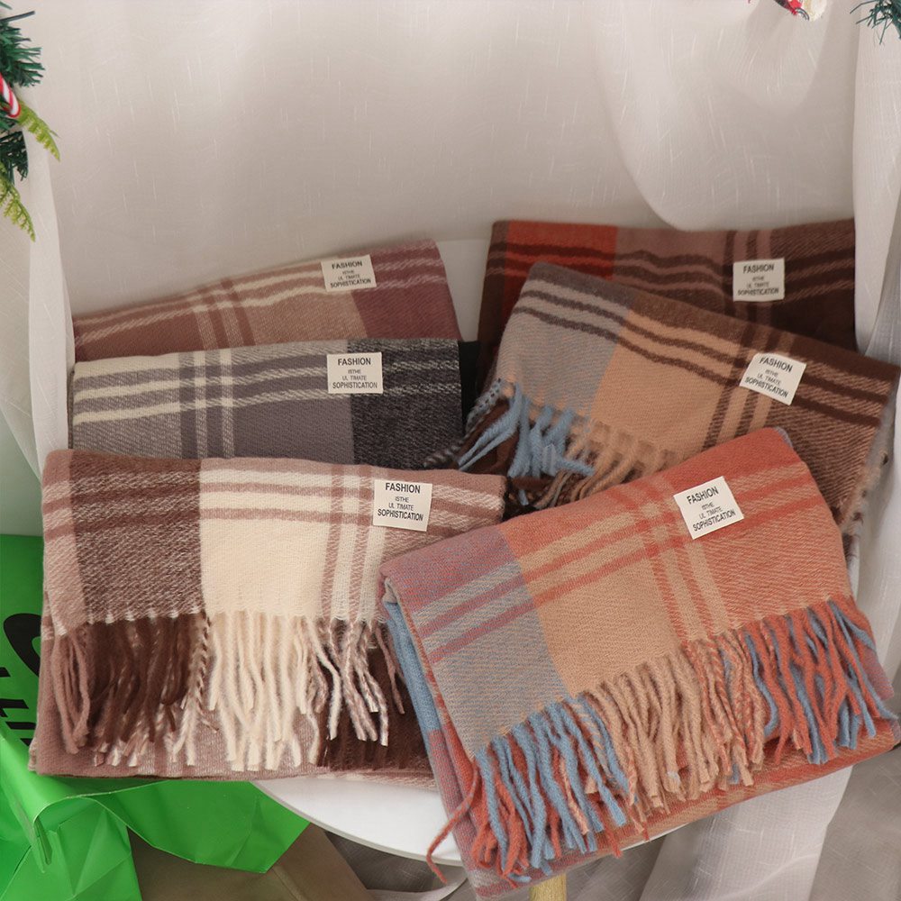 Casual Windproof Plaid Wool Sc - Men Scarf Wool ulasan dan harga