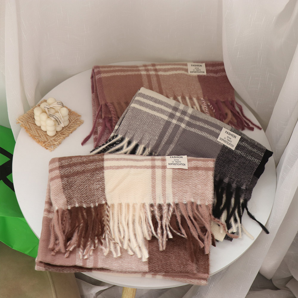 Casual Windproof Plaid Wool Sc - Men Scarf Wool ulasan dan harga