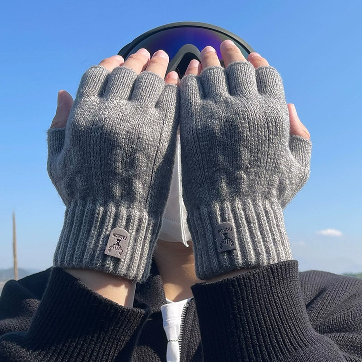 Fashion Knitted Half finger gl - Men'S Fashion Gloves ulasan dan harga