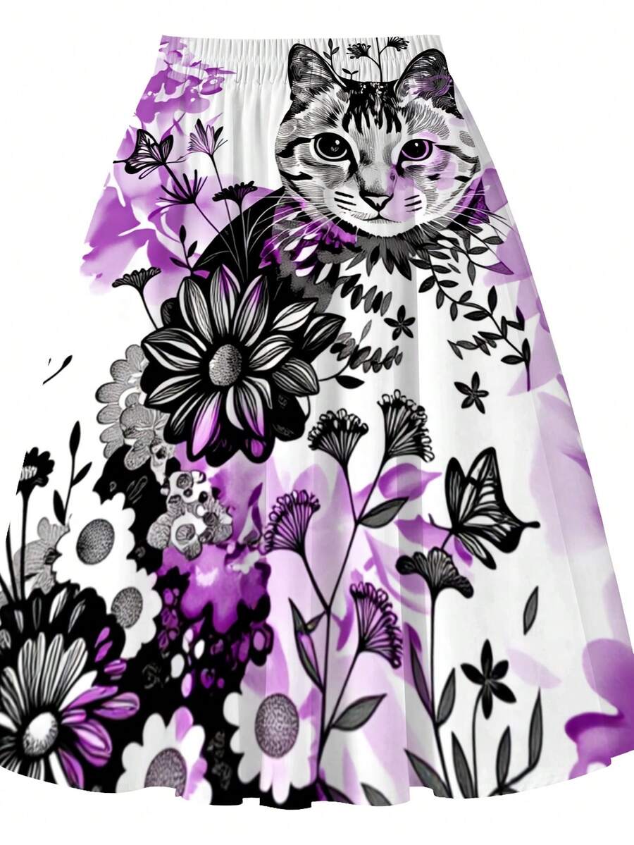 Oversized Floral Cat Print Mid - Men'S Fashion Line ulasan dan harga