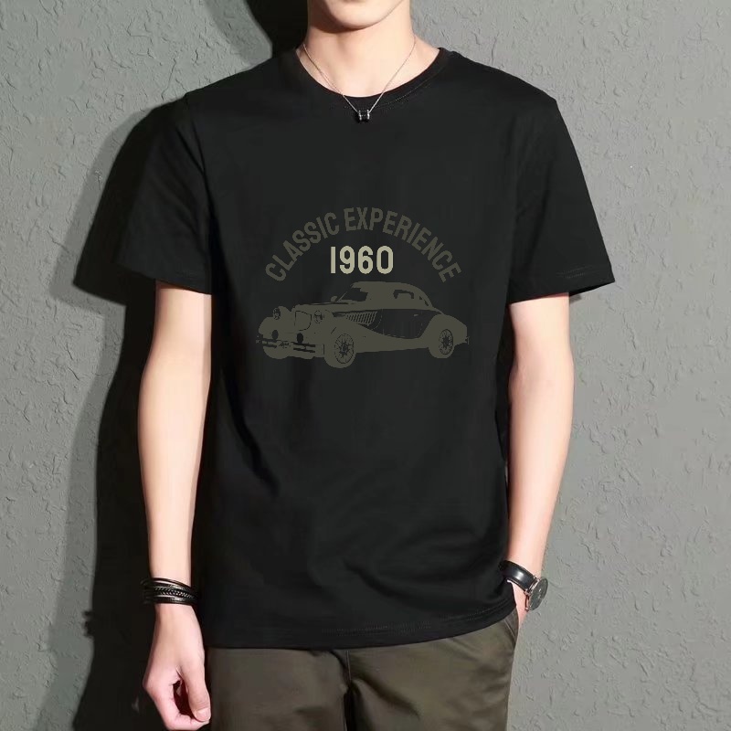 Men's Black Round-Neck Short-S - Men'S Fashion 1960S ulasan dan harga