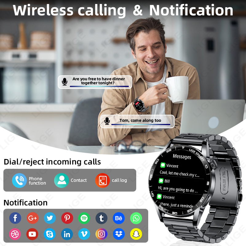 LIGE Men Fashion Smart Watch S - Men'S Fashion Week 2026 ulasan dan harga