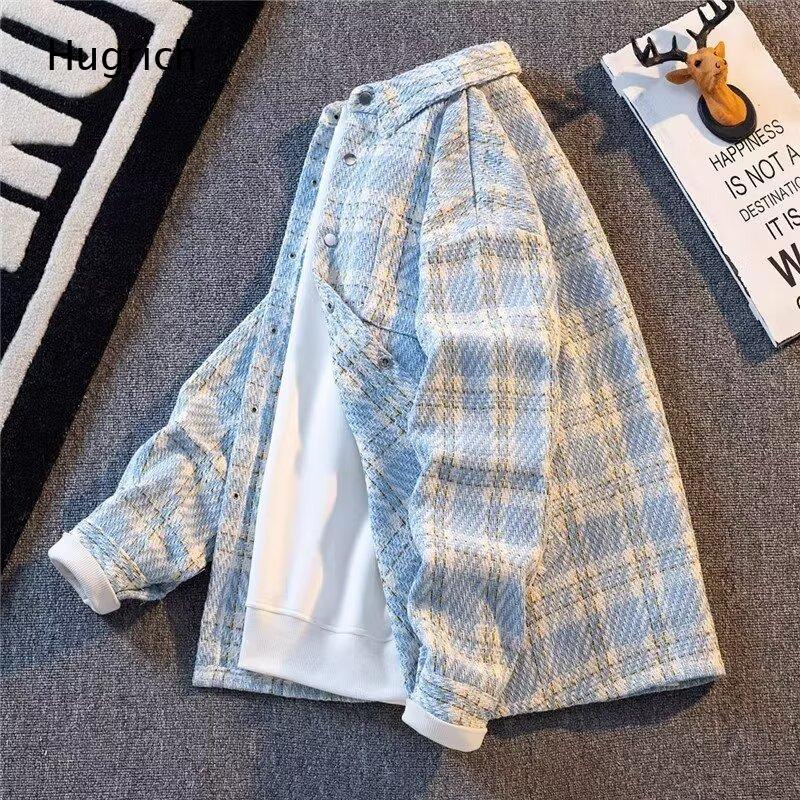 Light Blue Plaid Tweed Oversiz - Men'S Fashion Light Jacket ulasan dan harga