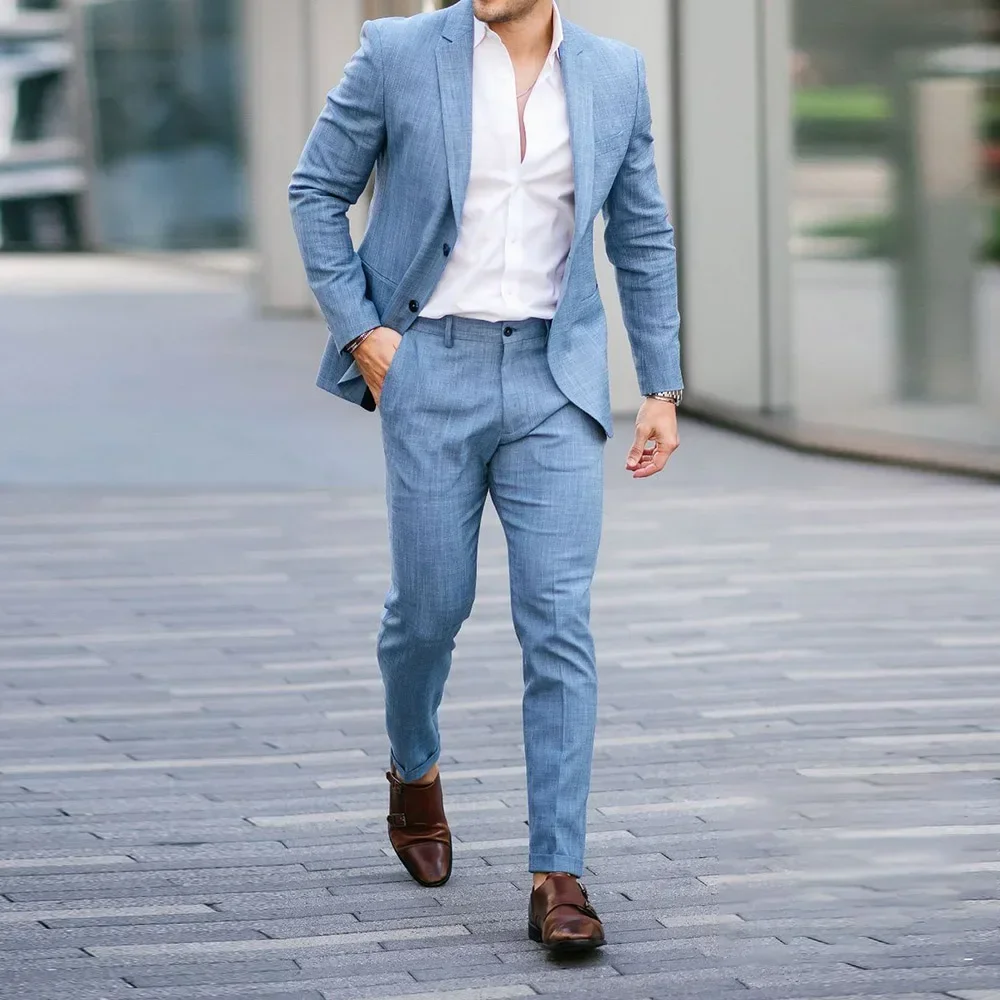 Blue Summer Linen Smart Casual - Mens Fashion Blazer ulasan dan harga