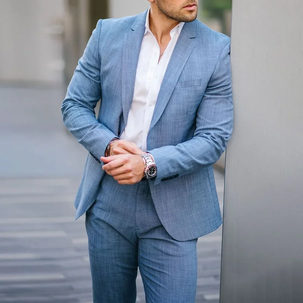 Blue Summer Linen Smart Casual - Mens Fashion Blazer ulasan dan harga