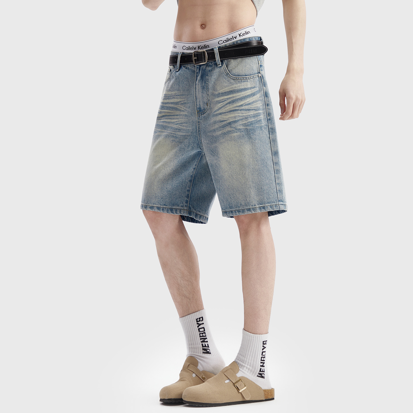 Vintage Washed Denim Shorts Me - Men'S Fashion Overalls ulasan dan harga