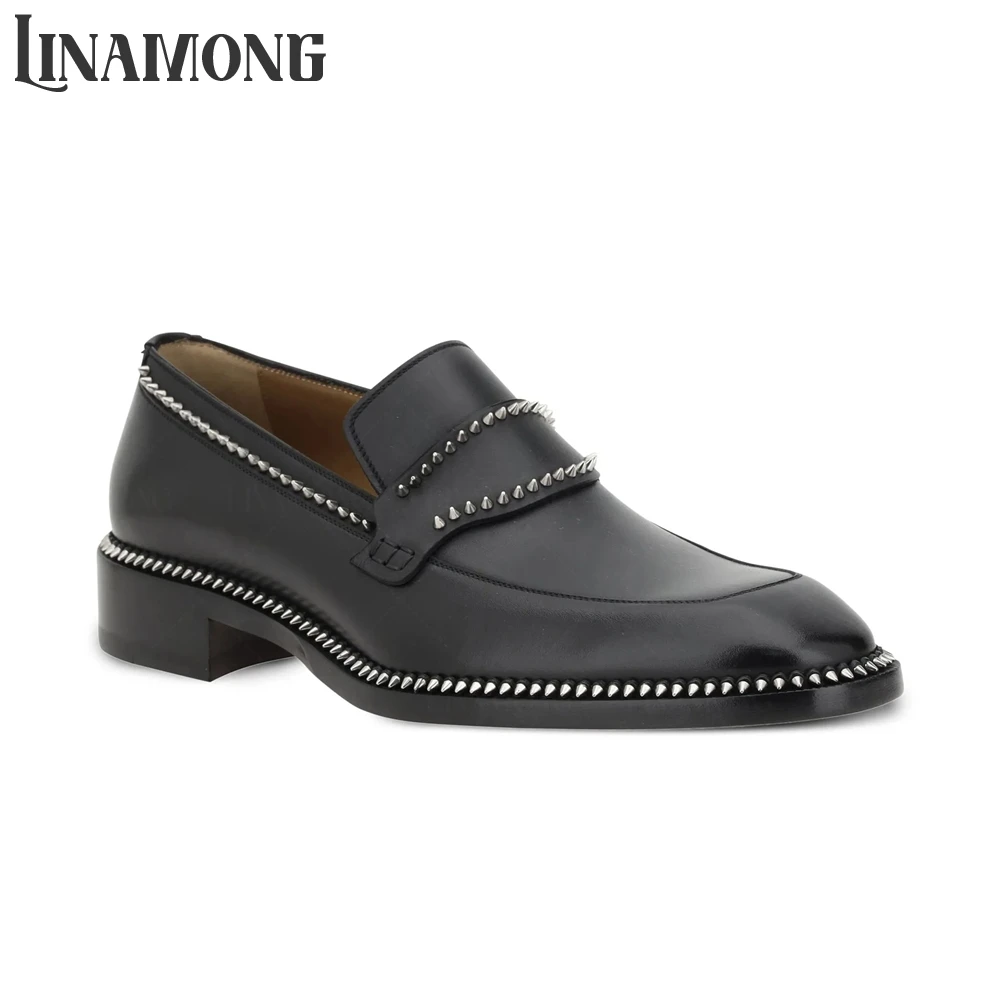 Black Spike Loafers Almond Toe - Suede Loafers Men ulasan dan harga