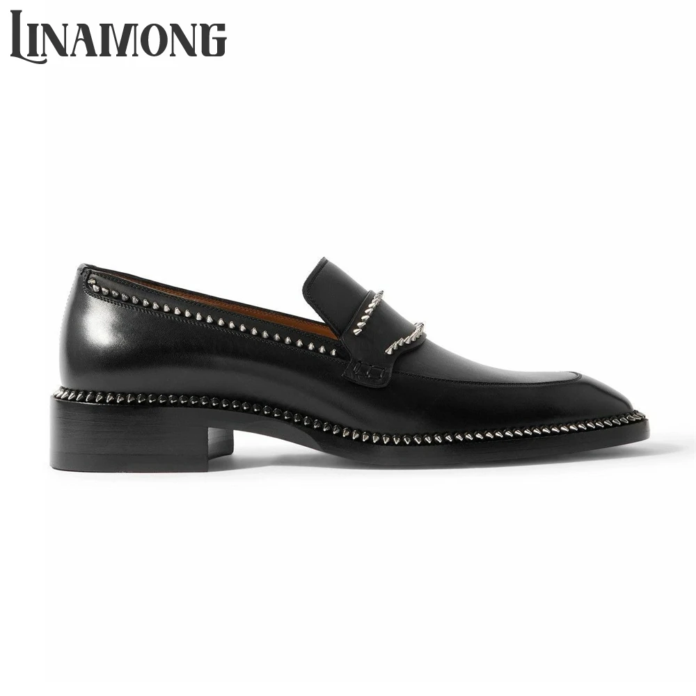 Black Spike Loafers Almond Toe - Suede Loafers Men ulasan dan harga