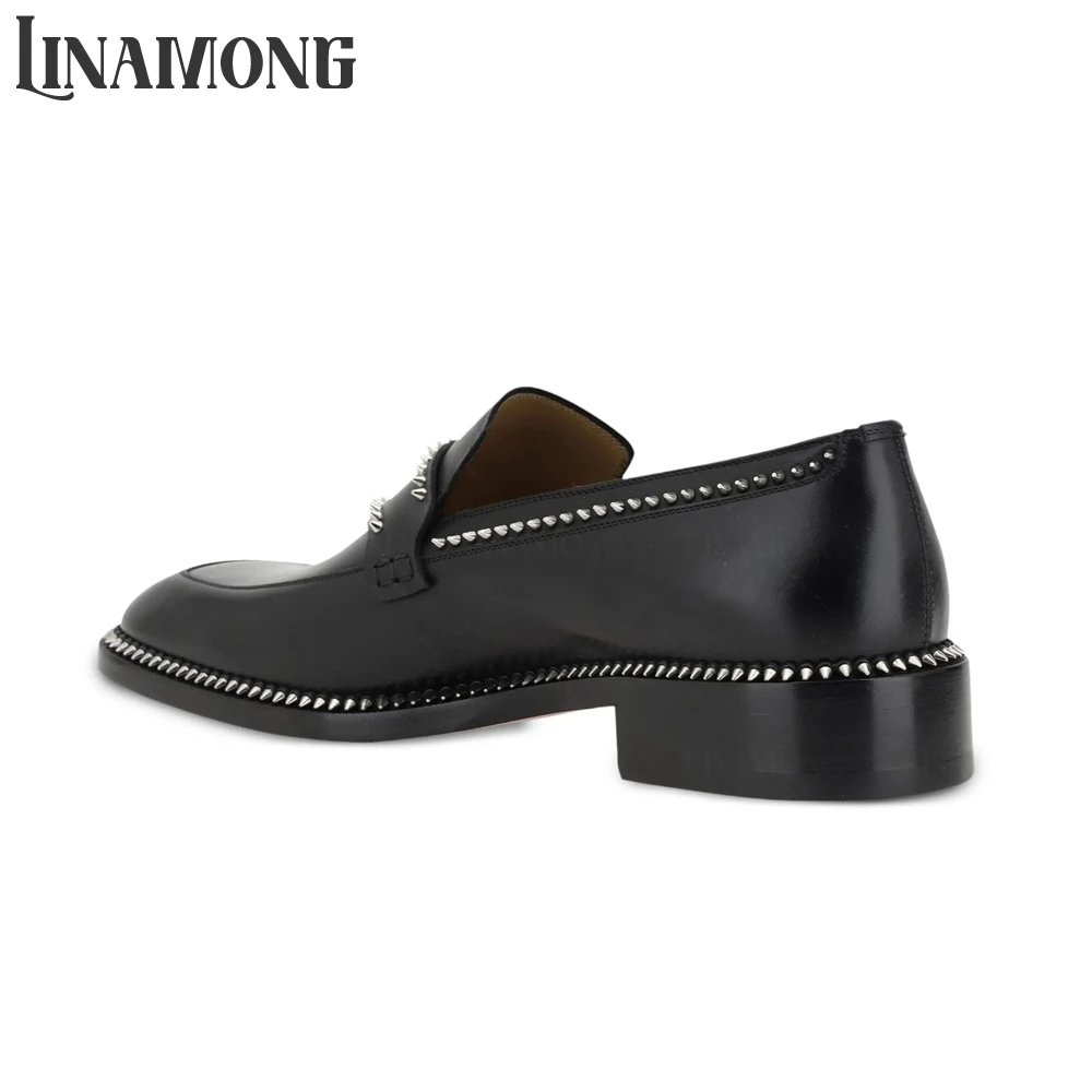 Black Spike Loafers Almond Toe - Suede Loafers Men ulasan dan harga