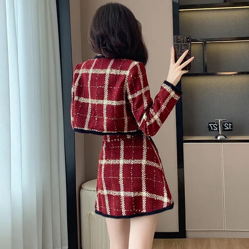 Formal Thicke Plaid Coat+Skirt - Men'S Fashion Line ulasan dan harga
