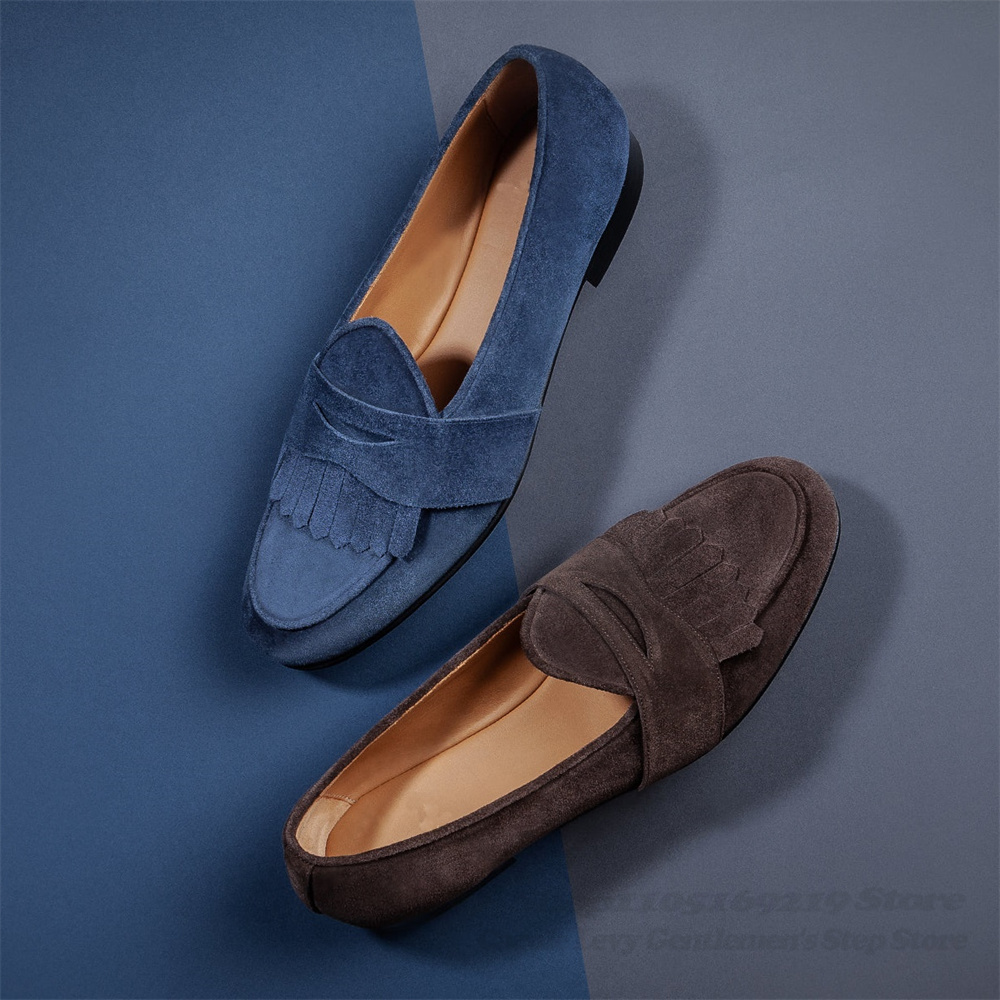 Navy Blue Suede Loafers Men Ro - Suede Loafers Men ulasan dan harga