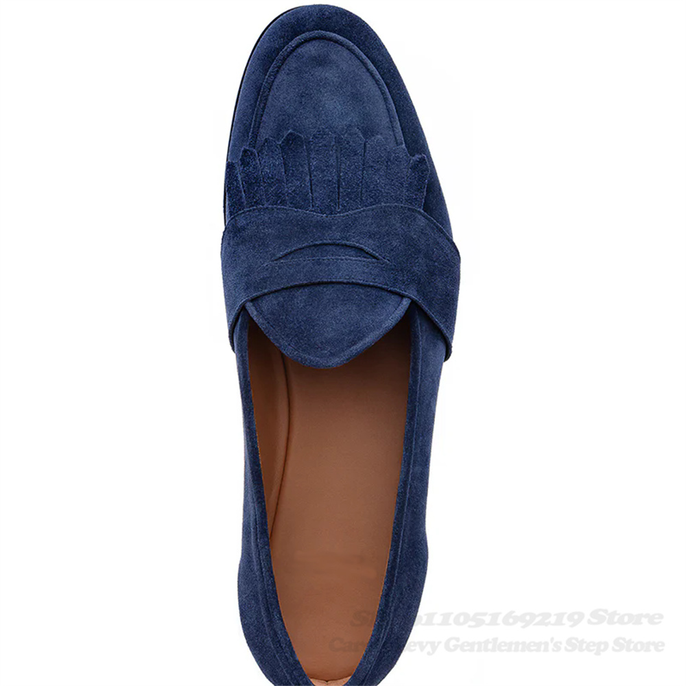 Navy Blue Suede Loafers Men Ro - Suede Loafers Men ulasan dan harga