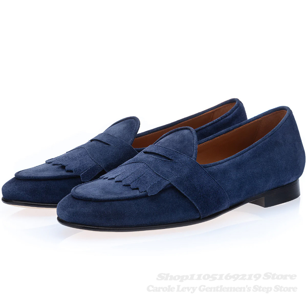 Navy Blue Suede Loafers Men Ro - Suede Loafers Men ulasan dan harga